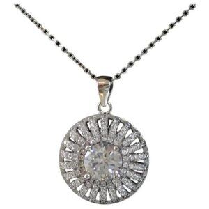 Sterling silver Sunburst pendant necklace 1.5ct central stone 🆕